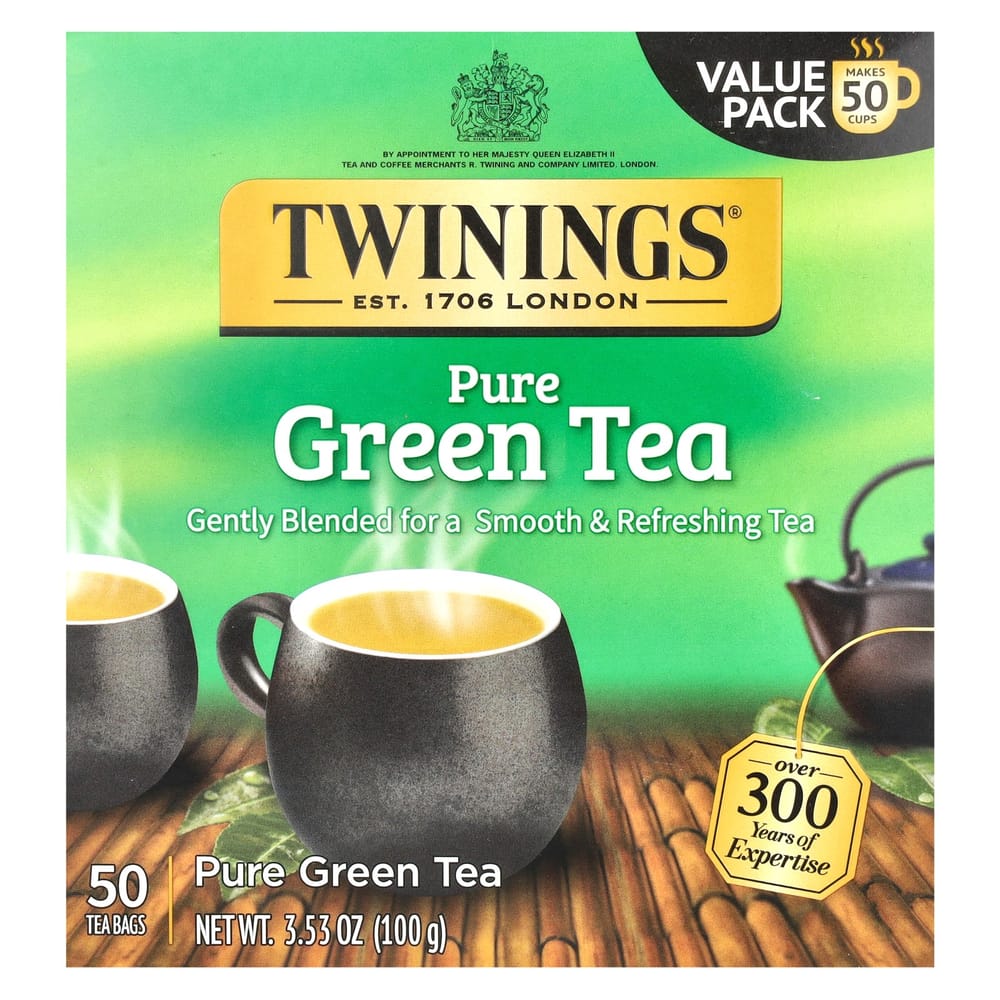 Twinings Pure Green Tea Bags, 50 Count, 100g (3.53 oz)