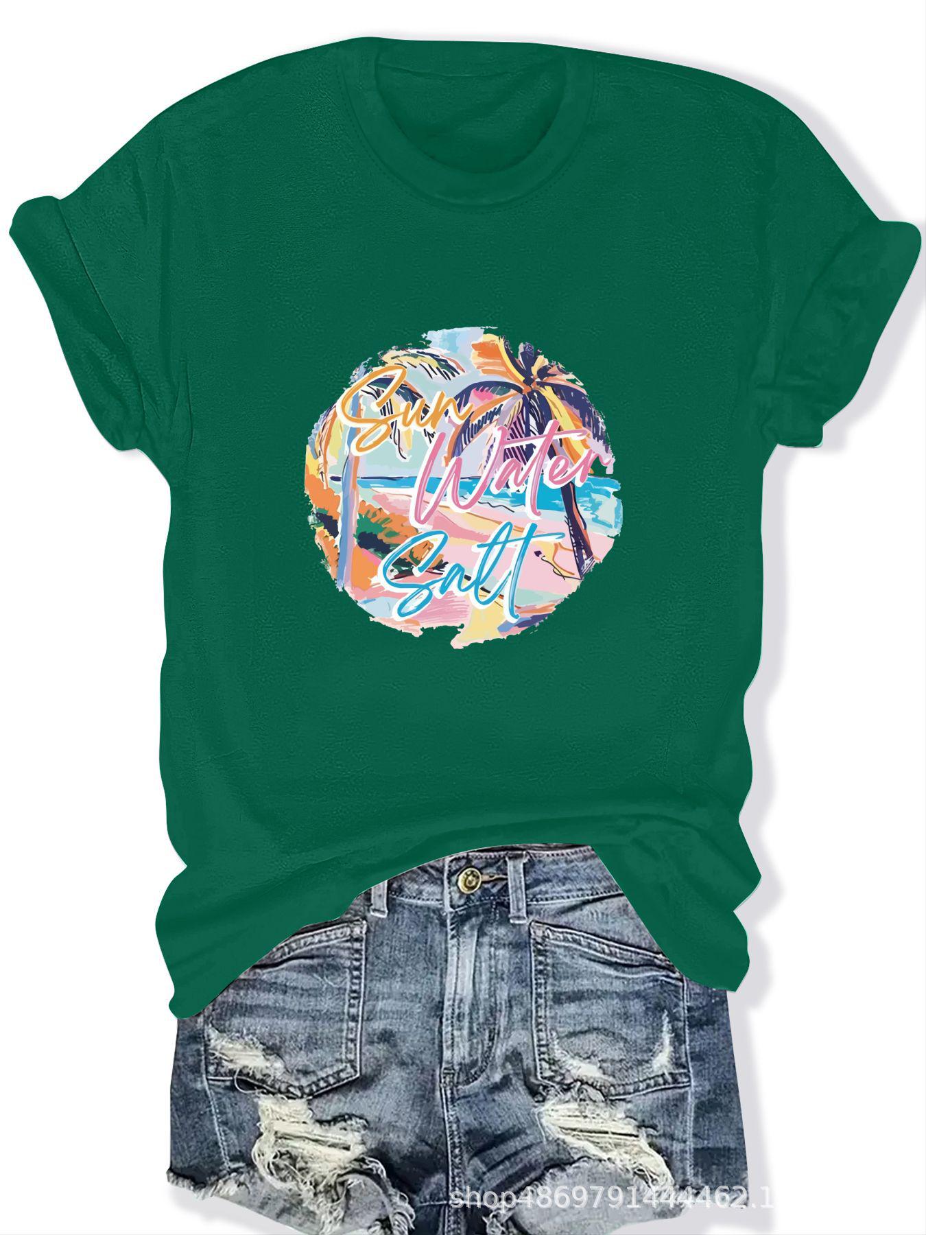 

Women s Round Neck Fashion T-Shirt M зелёный