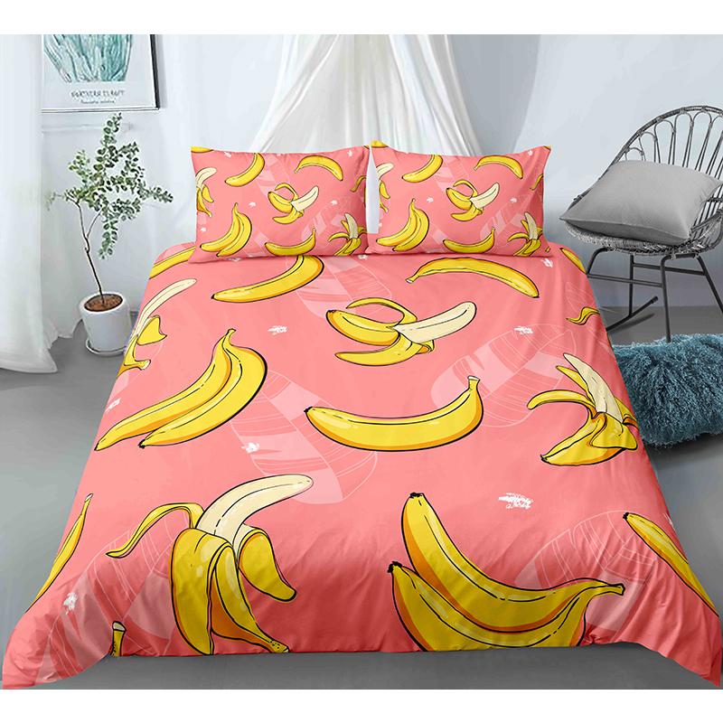 Yellow Banana Bedding Set Sweet Tropical Fruit Duvet Cover King/Queen Size For Kid Adult Vegetarian 2/3pcs Polyester Quilt Cover