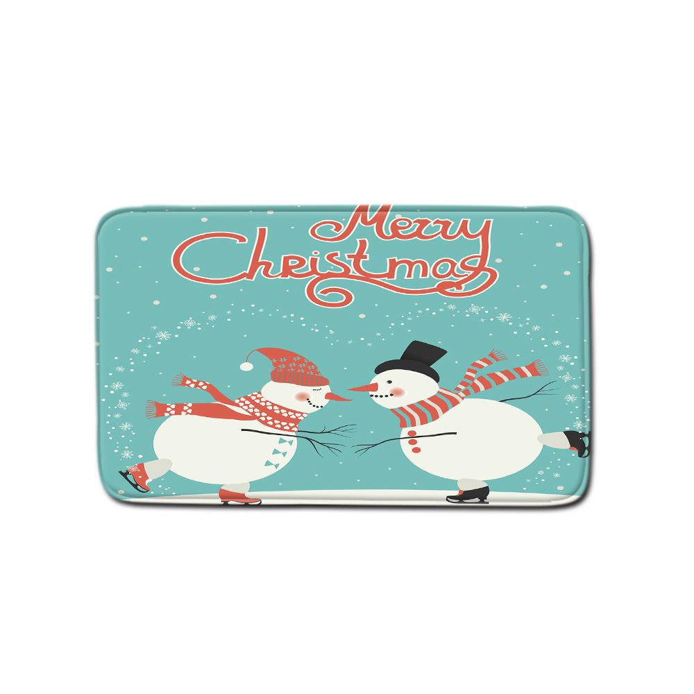 3D Digital Printing Christmas Waterproof Shower Curtain Four-Piece Bathroom Non-Slip Door Mat Toilet Absorbent Floor Mat Carpet