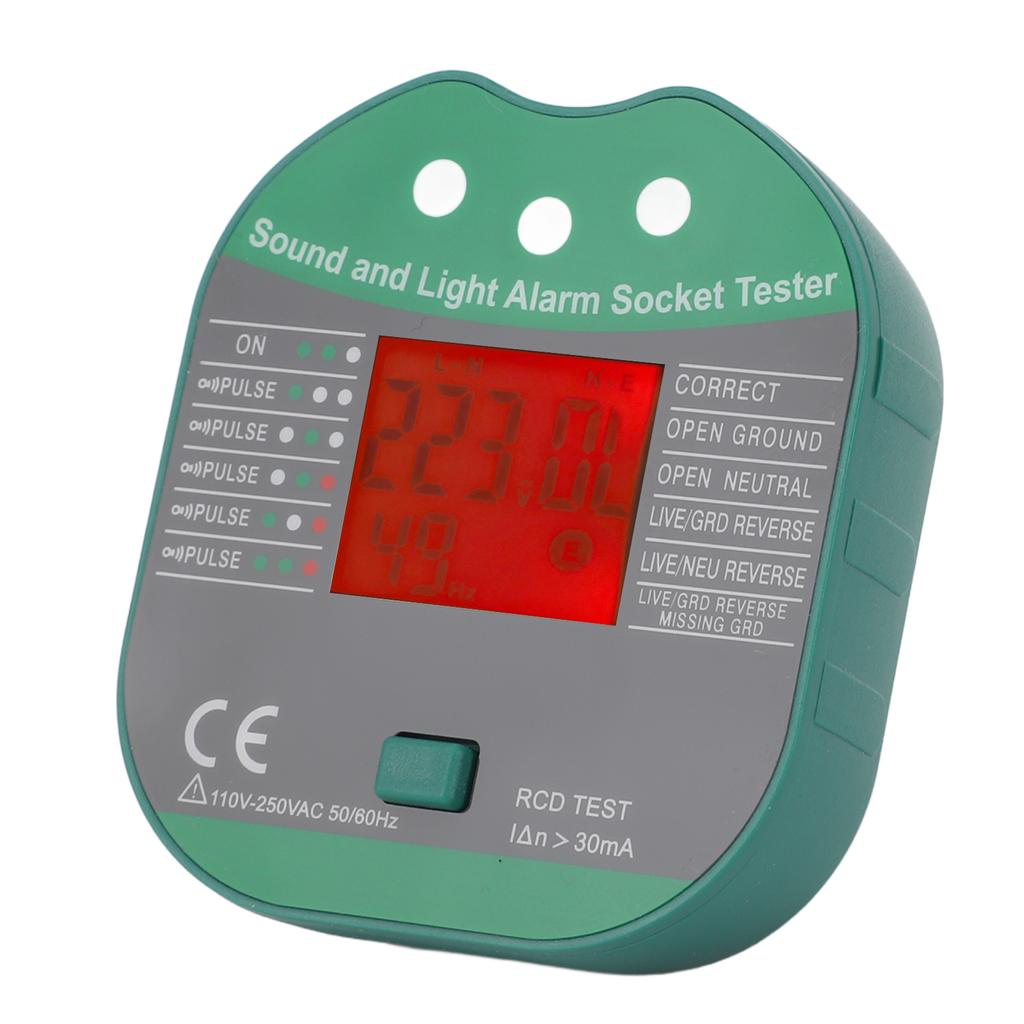 Socket Tester Electrical Outlet Sound Light Alarm Voltage Checker Detector