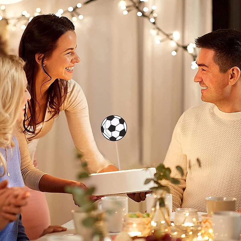 20 Packs Of Sports Themed Cake With Card Decorations For Baby's Birthday Party Cake