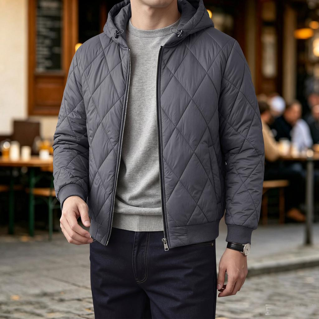 Men's Casual Long Sleeve Hooded Zip-Up Jacket with Pockets for Everyday Wear