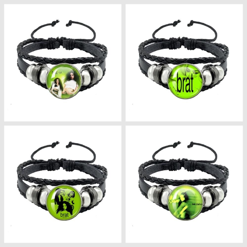 Album BRAT Charli XCX Kreatives Schwarzes Seil Knopf Glas Cabochon Lederarmband Schmuck Charme Fans Geschenk