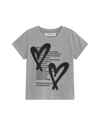 THEMUSEUMVISITOR W Heart Printed Crop T-Shirt (Melange Grey)