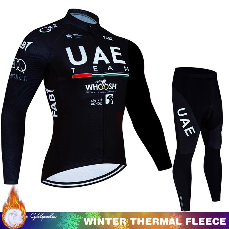 Cycling Clothing Man Bicycle Jerseys Men Sportswear Set UAE Winter Bike Jacket Thermal Fleece Jersey Men's Blouse Mtb Bib Suit