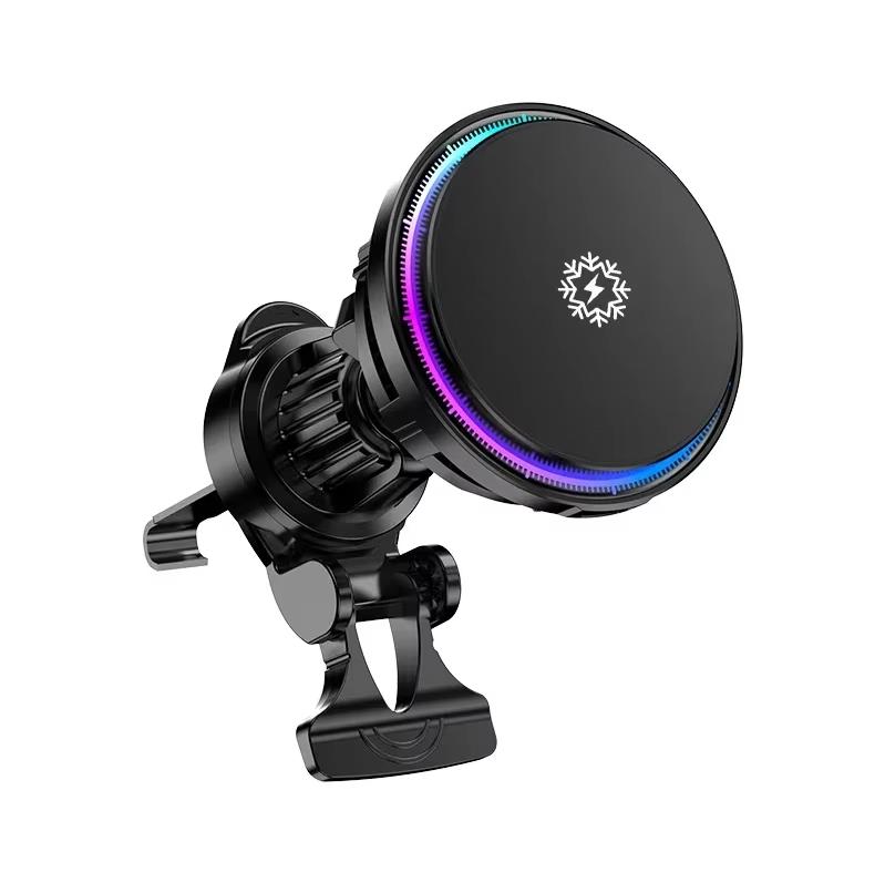 Xiaomi ice Cooling Magnetic Wireless Car Charger Stand for iPhone 16 15 14 13 12 Pro Max MacSafe Car Phone Holder Fast Charging Station