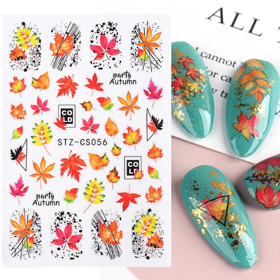 1 ark 3D självhäftande nagelklistermärken Dekaler Bokstav Blomma Löv Fjäril Våglinje Nail Art Decoraton