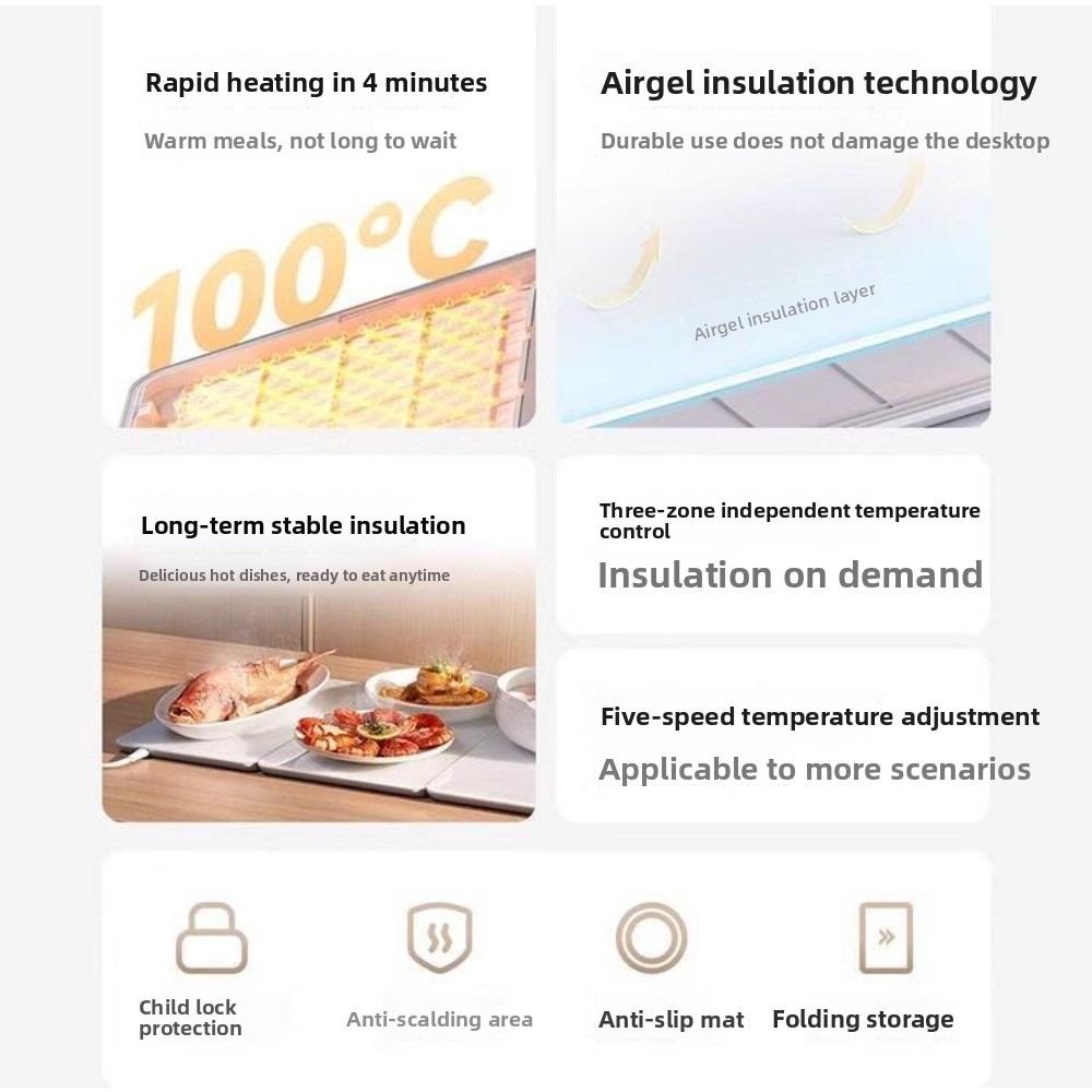 Xiaomi Mijia Foldable Warm Cooking Board, Warm Table Mat, Multi-functional Home Meal Heating Plate, Heat Retaining Table Mat