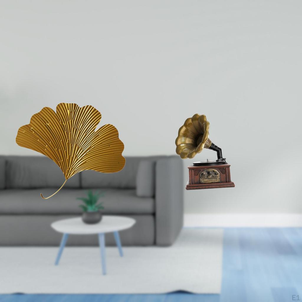 Elegant Ginkgo Leaves Wall Sculpture Vintage Resin Figurine Art Decor for Living Room Office Hotel