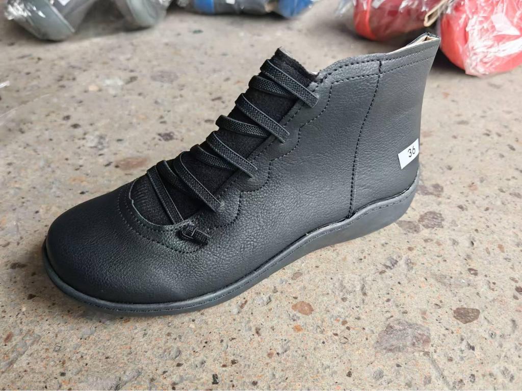 Nowe europejskie i amerykańskie damskie buty śnieżne z płaską podeszwą, sznurowane, w dużych rozmiarach, z krótkiej bawełny.