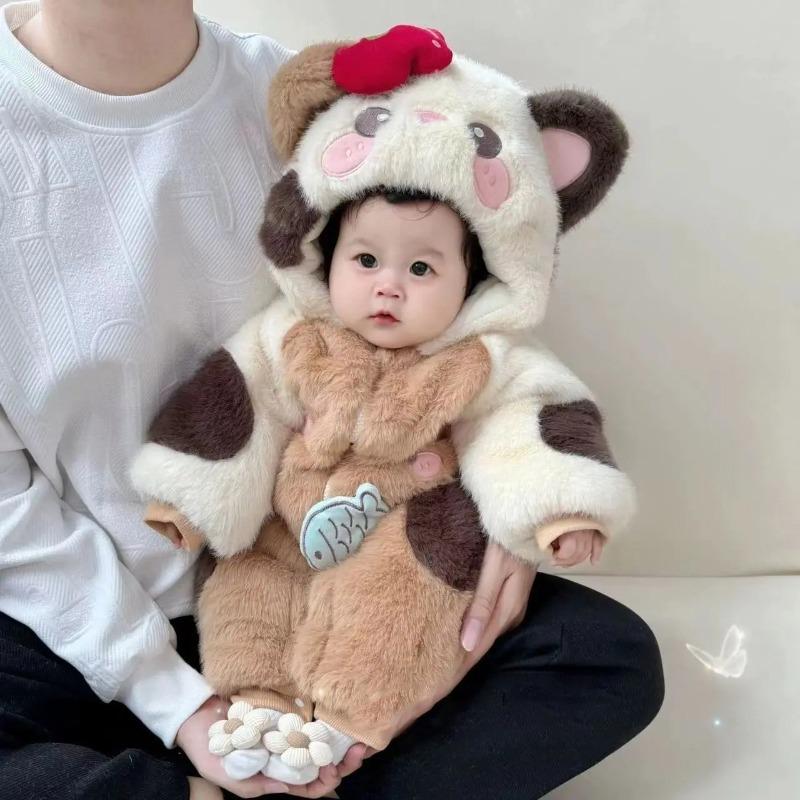 Infant Toddler Autumn Winter Plush Thick Warm Jumpsuit Winter Jacket Baby Cute Outerwear Rompers