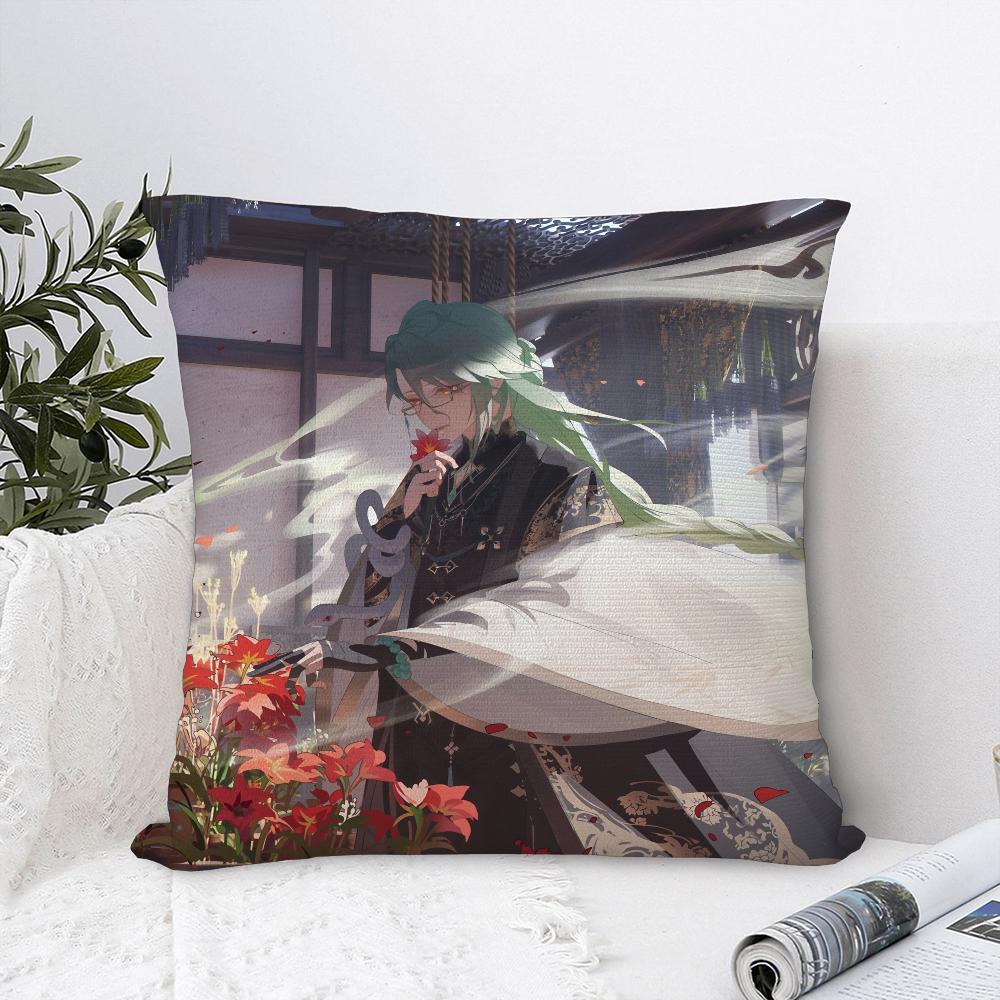 Genshin Impact Baizhu Pillow Case Sofa Decorative Home Double-Sided Print Plush Square Throw Pillow Covers Cushion Decor Cover