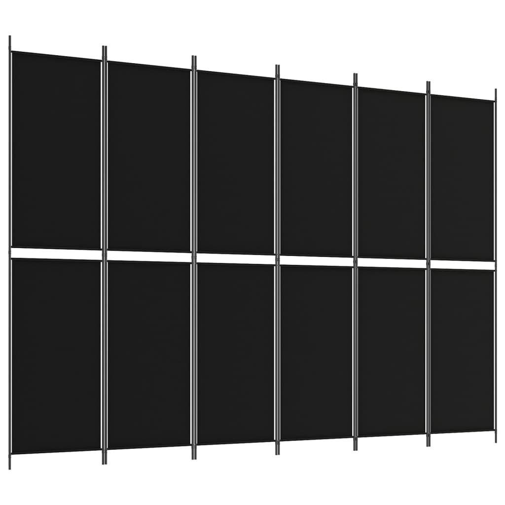 Vidaxl Parawan 6-Panelowy, Czarny, 300X220 Cm, Tkanina
