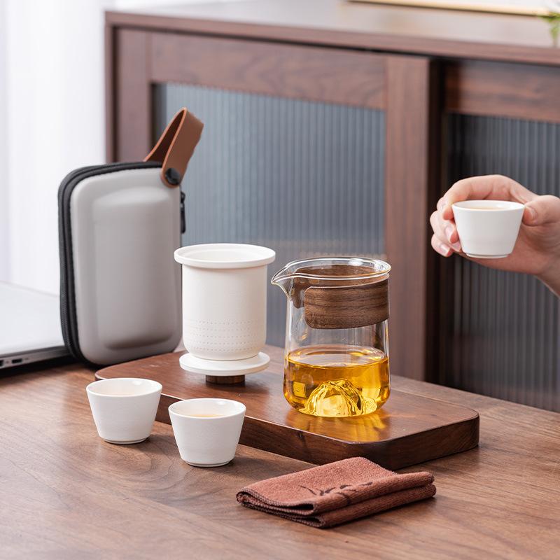 Travel Tea Set Gift Glass Outdoor Pot Three Cups High-end Ceramic Express Cup Bubble Teapot Teacup