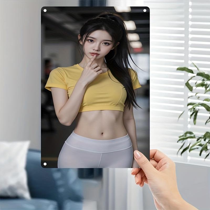 Metal Sign Plates Korean Fitness Art Poster - Cute Gym Wall Decor for Home Cafe Bar Christmas Gift