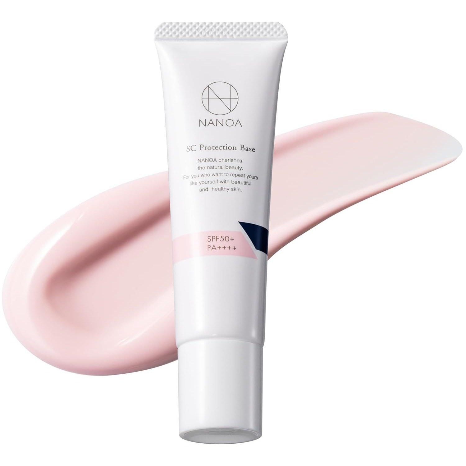 

NANOA Sunscreen Makeup Base Pink Tone-Up Human Stem Cells Moisturizing Pore Shine Control SPF50+ PA++++ Additive-Free Made Japan (1 piece)