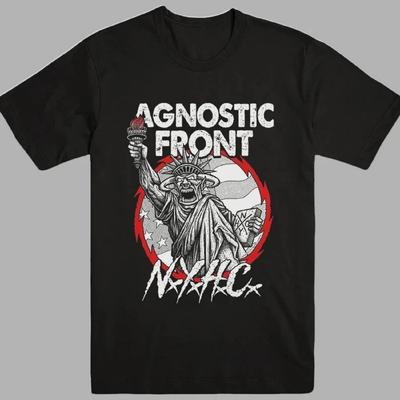 Agnostic Front Grupė NIUJORKAS Juodi Marškinėliai Unisex Marškinėliai Vasaros Atsitiktiniai Spausdinti Marškinėliai Y2k Harajuku Moteriški Drabužiai Gatvės Apranga