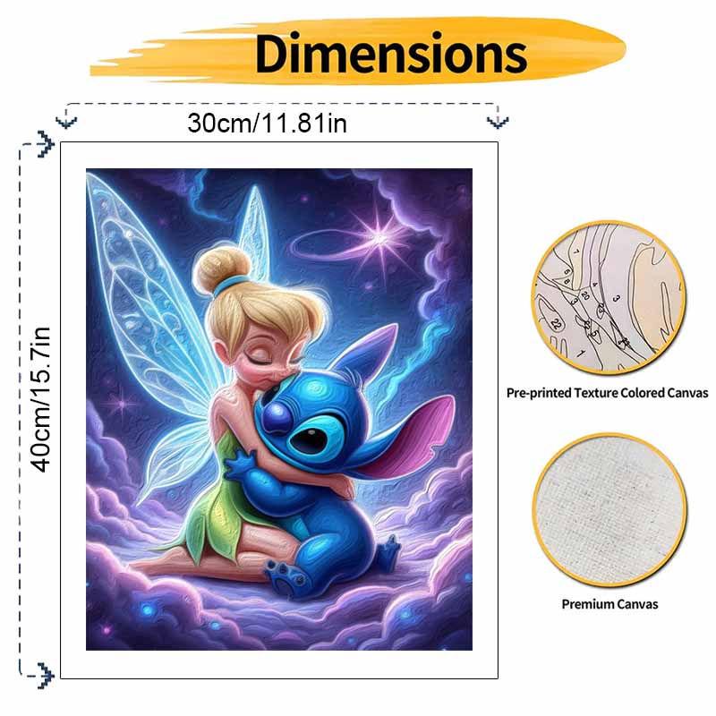 Disney Stitch and Fairy Oil Painting Hand Painting Art Kit Coloring Painting Handmade Diy Home Decoration Gift