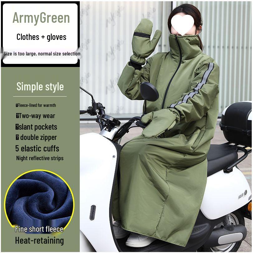 

Electric Bicycle Windproof Winter Coat - Warm, Velvet-Lined, Thick, Rainproof, Coldproof L (90-130 lbs)