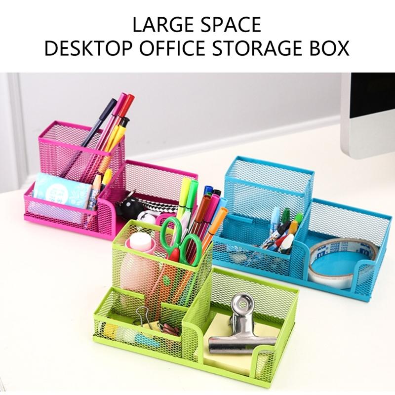 3 Compartments Pen Holders Desk Organizer Large Capacity Pencil Holders Pencil Storage Box Office Supplies For Home