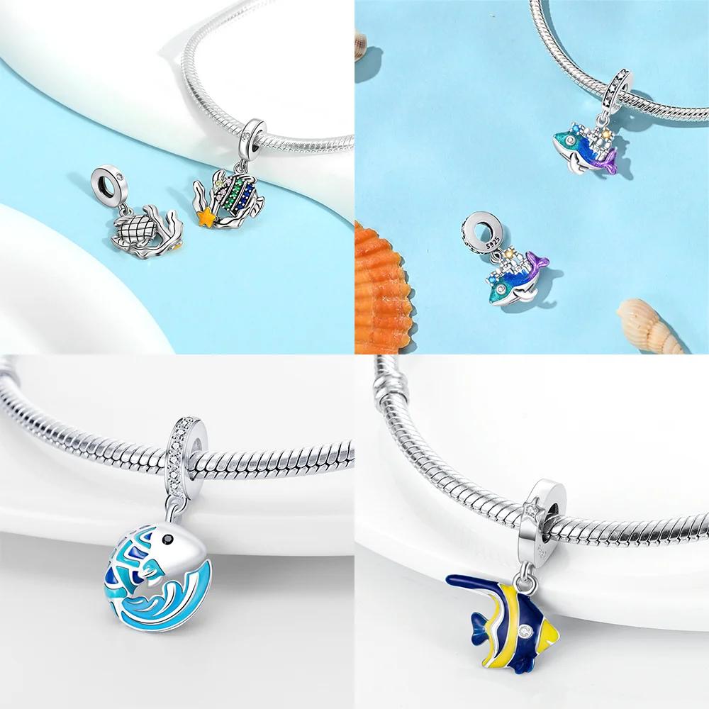 Charm Bead Charms Plata Zircon Crab WhaleBeads for Charm Bead Charms copper Bracelets Bead Charms Jewellery Making Womens Gift