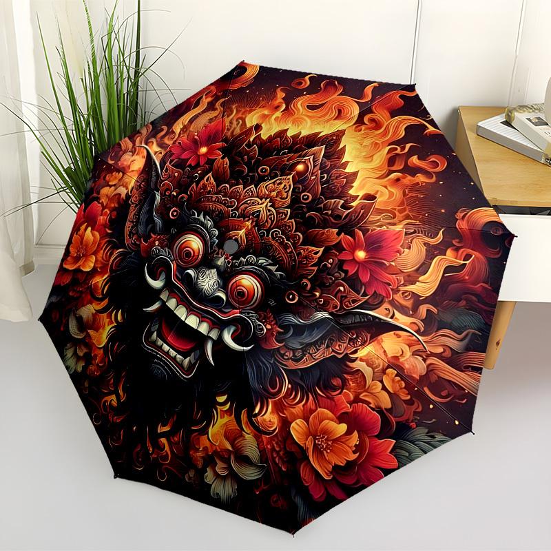

1pc Barong Mask Automatic Open/Close Umbrella, Folding Compact Umbrella with Lightweight Design for Women/Menyy251028185