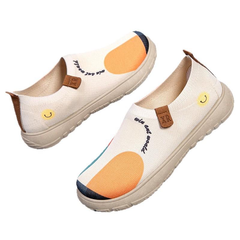 Lazy shoes are light and comfortable, mix and match wind knitted breathable shoes, soft women's casual shoes