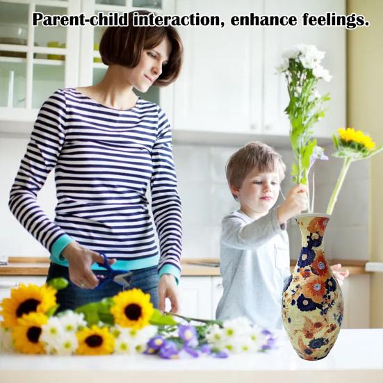 3D Puzzle Vase Adults DIY Floral Puzzle Vase 160 Pieces of Puzzle Vase Flower-Themed Art Puzzle Vase Gift for Housewarming Home Decoration