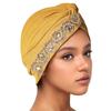 Indian Women Chemo Cap Muslim Diamonds Hijab Pleated Turban Wrap Headscarf Beanies Hair Loss Bonnet Hat Femme Turbante Mujer New