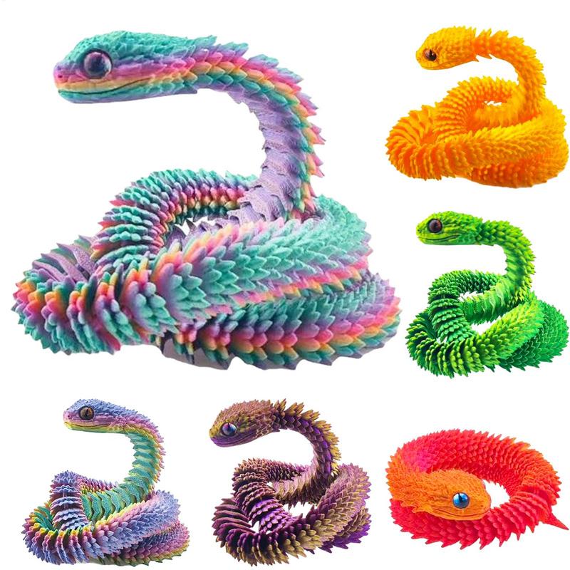 30CM 3D Printed Articulated Snake Bendable Rotatable Joint Snake Model Figurine Home Office Desktop Crafts Ornament Kids Toys