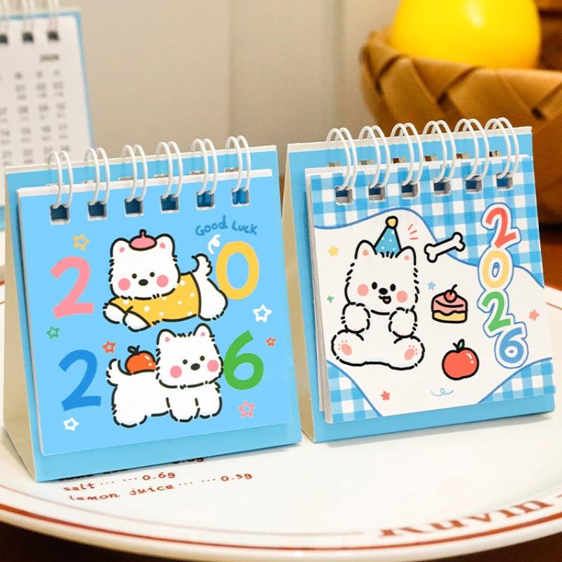 2026 Year Simple Ins Small Desk Calendar Cute Cartoon Dog Calendar Portable Pocket Calendar Schedule Desktop Decoration Gifts