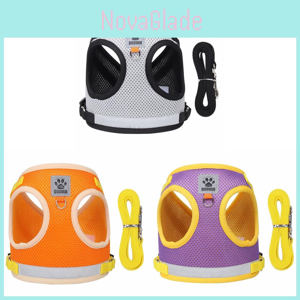 Lightweight Pet Harness With Leash For Cats And Dogs Breathable Polyester Reflective Safety Gear For Walks