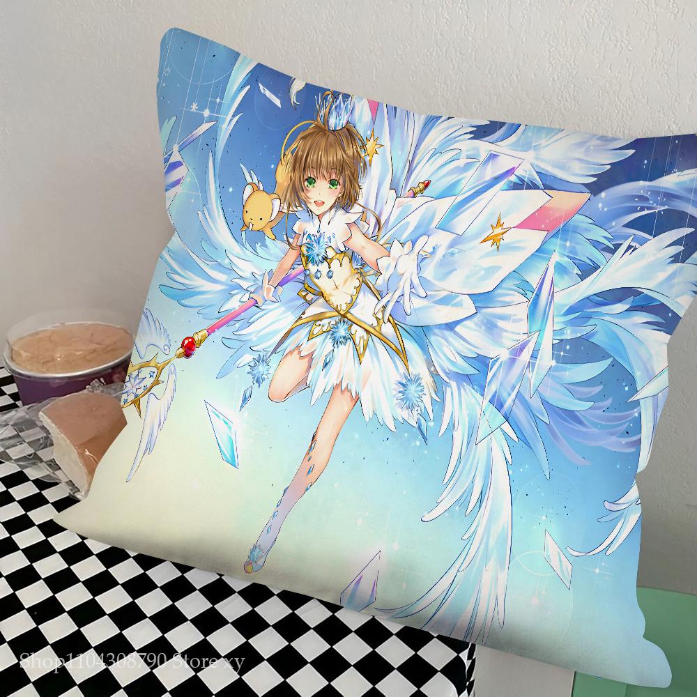 

Anime Cardcaptor Sakura Pillow Case Square Pillow Bedroom Sofa Leisure Comfort Cushion Car Living Room Home Decoration 16x16Inch