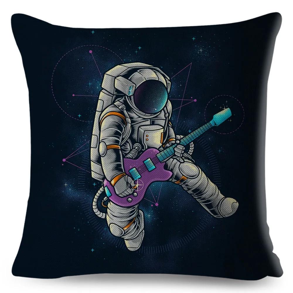 Cartoon Astronaut Sports Cushion Sofa Home Decoration Kids Room Planet Music Pillowcase