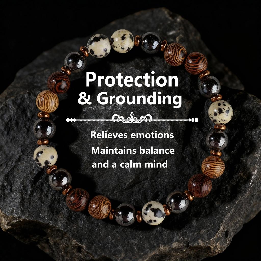 1pc Casual Fall Jewelry Black Hematite Bracelets For Boyfriend Dating Gift Christmas Unique Natural Stone Protection Bracelet