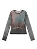 [Matinkim] FLASH PRINTED MESH TOP IN KHAKI