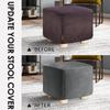 Housse de chaise carrée tout compris, housse de repose-pieds en velours élastique, protection à 360 degrés, housse de pouf pour salon
