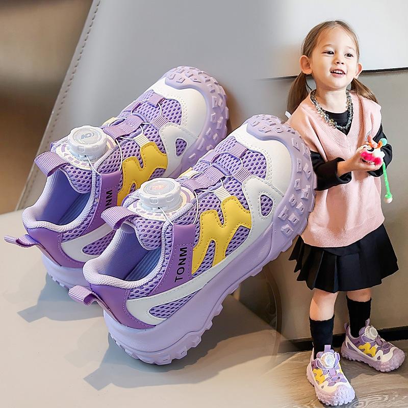 Autumn Children's Sports Shoes Girls' Casual Shoes Mesh Breathable Lightweight Student Running Sports Dad Shoes