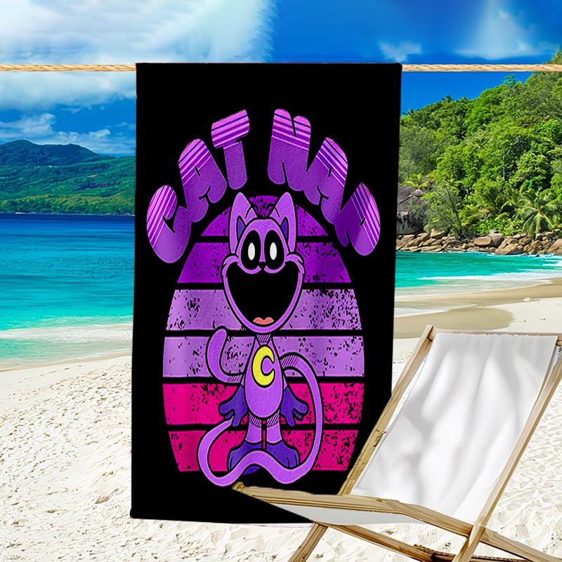 proof beach towel with a Poppy Playtime pattern - soft,absorbent,quick-drying,machine washable - perfect for swimming,camping,bathing