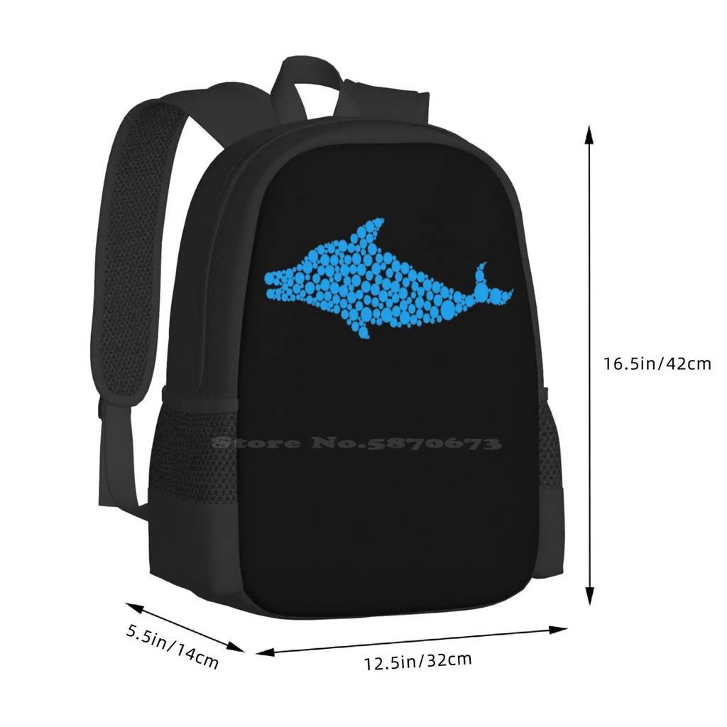 Blue Polka Dot Dolphin , Dolphins Lover Gift Teen College Student Backpack Pattern Design Bags Cute Dolphin Dolphin Lover Ocean