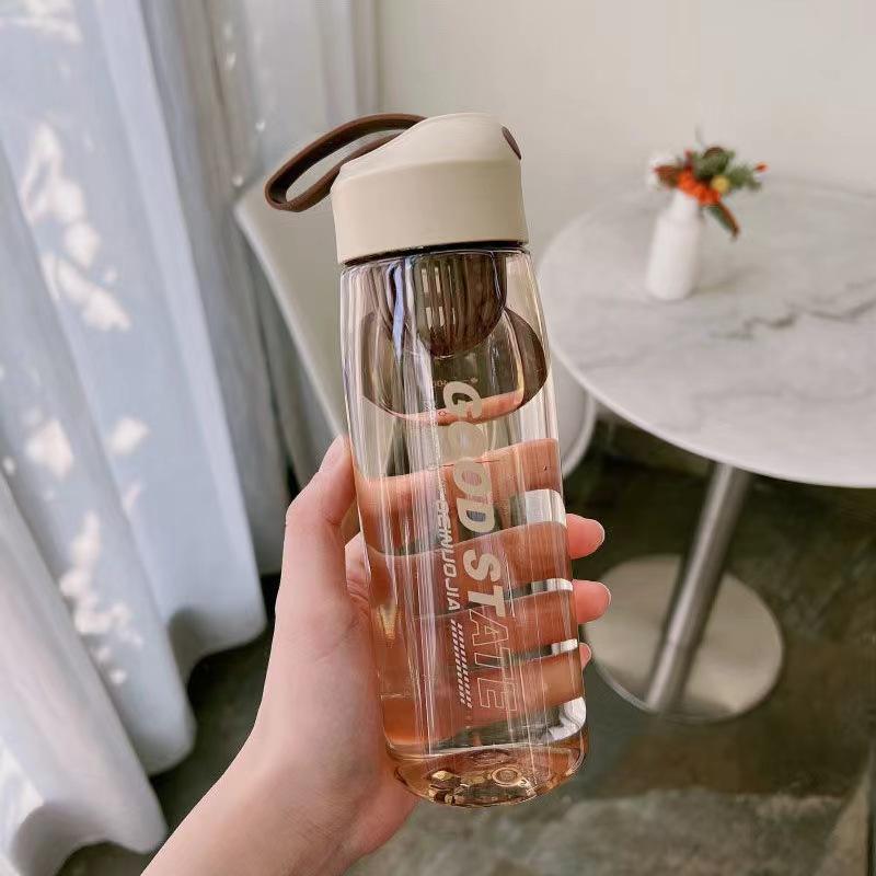 

Large Capacity Plastic Water Bottle with Rope for Outdoor Sports Portable Filter Cup 480ml (logo can be customized) темно-коричневого кольору
