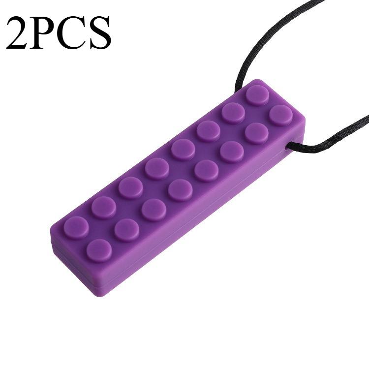 

Сенсорные жевательные ожерелья, 2 шт. красочных жевательных ожерелья для сенсорных детей, идеально текстурированные силиконовые жевательные игрушки фиолетовый