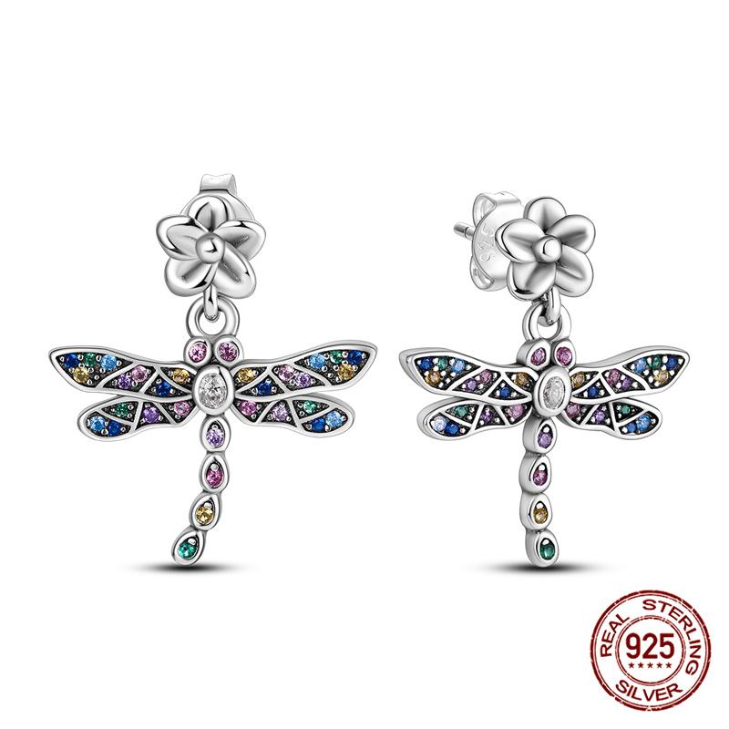Original 100% 925 Silver Luminous Green Firefly Gradient Blue Butterfly Women s Earrings Birthday Anniversary Gift