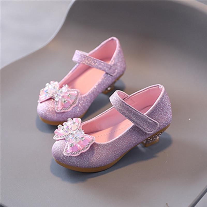 2023 Princess Crystal High Heels with Bow - Formal Leather Shoes for Girls' Runway and Performance