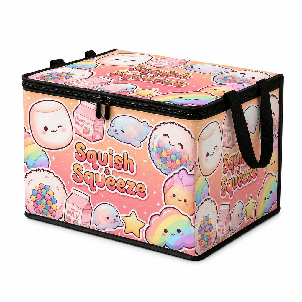 Scatola portaoggetti per giocattoli a forma di cartone animato con coperchio Cubo organizer in tessuto pieghevole Cesto per giocattoli sensoriali Fidget per la stanza dei bambini Organizzatore Gestione