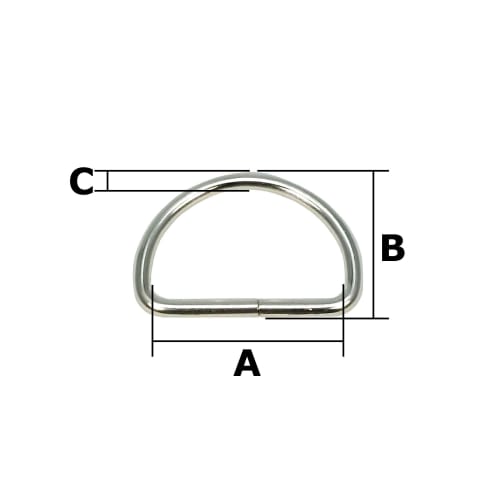 Ichinen Access Family Tool D-Rings (2.5mm Wire Diameter, 25mm Inner Width), Silver, Pack of 20, 56416