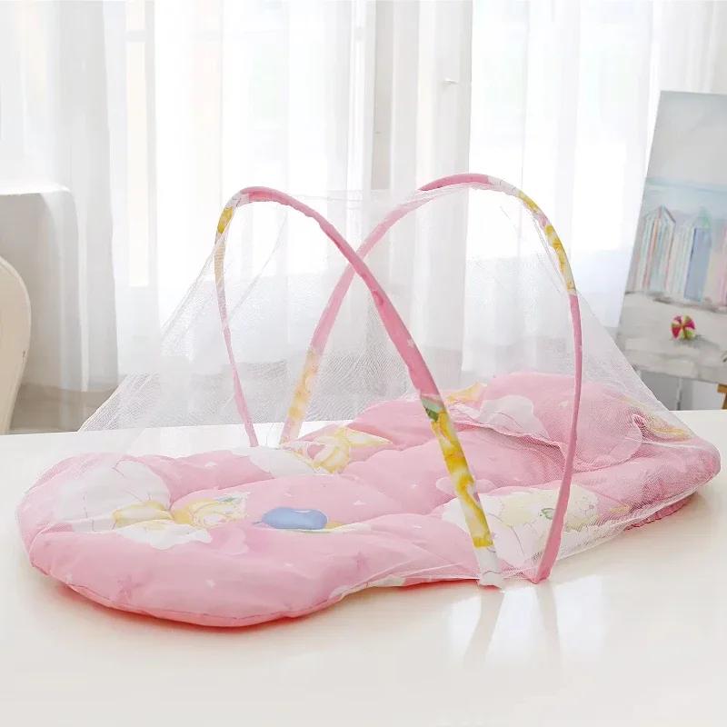 Baby Bed Infant Mosquito Net Foldable Design with Cotton Pillows Portable Folding Baby Bedding Crib Netting Mosquito Prevention