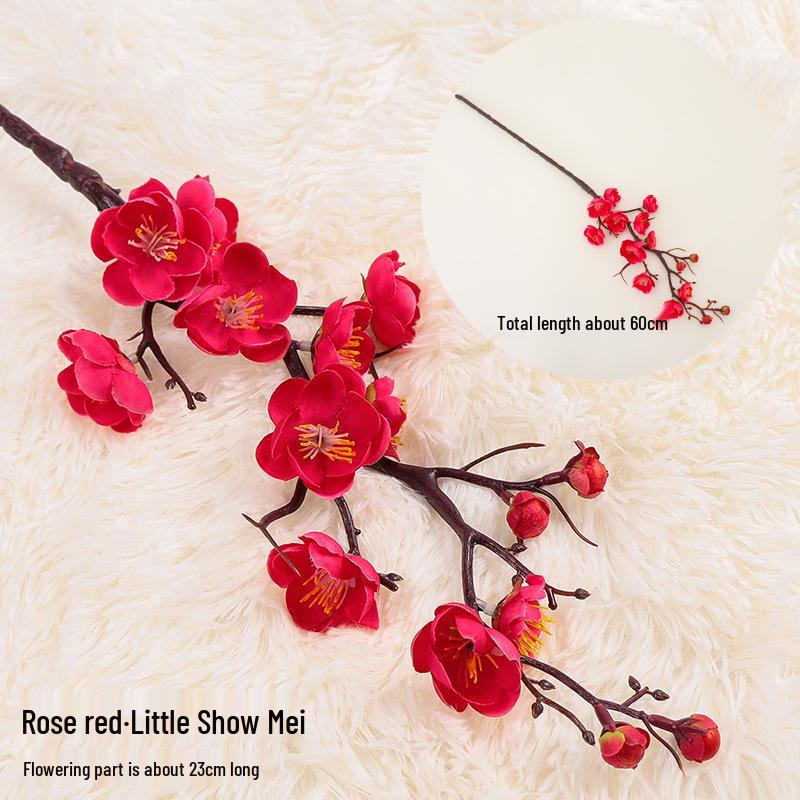 Artificial Plum Blossom Branch Decor - Winter Peach & Dried Flower Bouquet for Living Room, Chinese Home Decoration