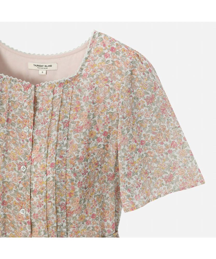 THURSDAY ISLAND Border Mix Square Neck Dress_T264Mop282W